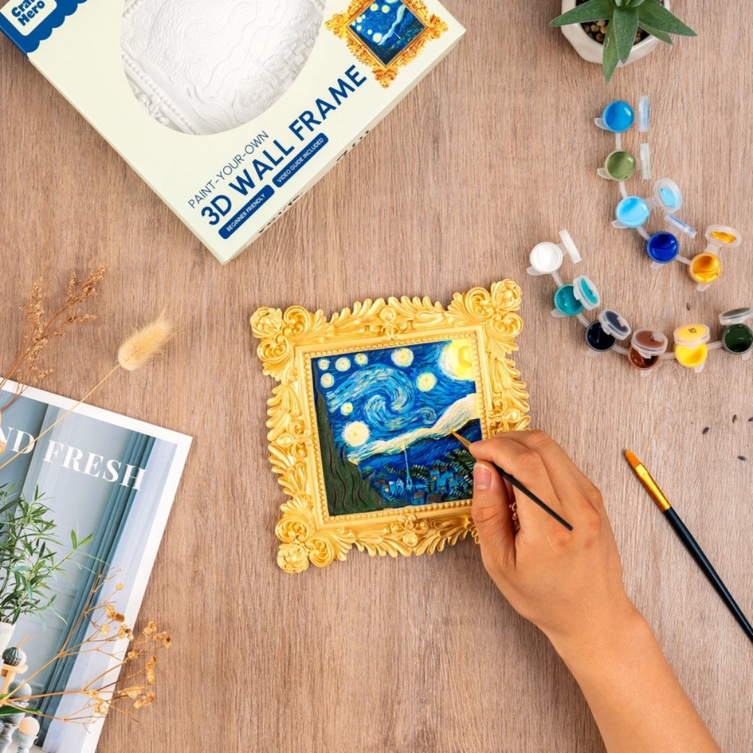 Hand-painting a miniature framed canvas